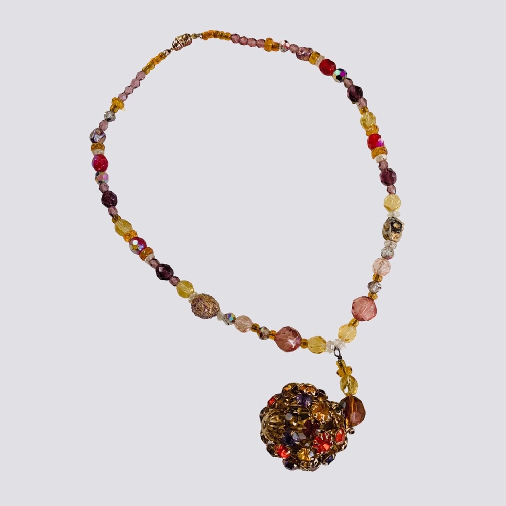 Rhinestone Multicolor Statement Necklace - image 4